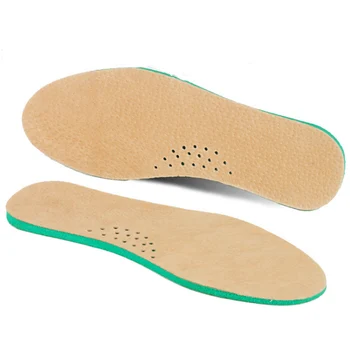 

New leather latex orthopedic insole antibacterial active carbon orthotic arch support instep cowskin flat foot shoe pad Z49201