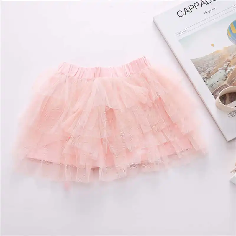 Однотонная юбка-пачка для маленьких девочек детское Летнее бальное платье с вуалью, Юбки принцессы, одежда для девочек на день рождения - Цвет: Orange