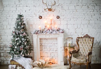 

horizontal christmas decorations for home photography backdrops fireplace background photo background XT-6236