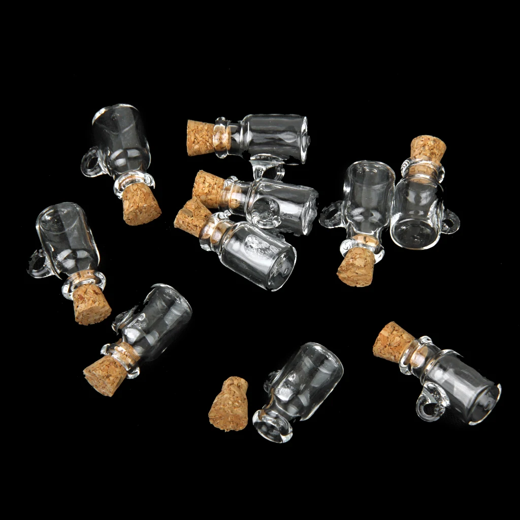 20 Pieces Glass Wishing Bottle Necklace Pendant Vials Charms Empty Bottles