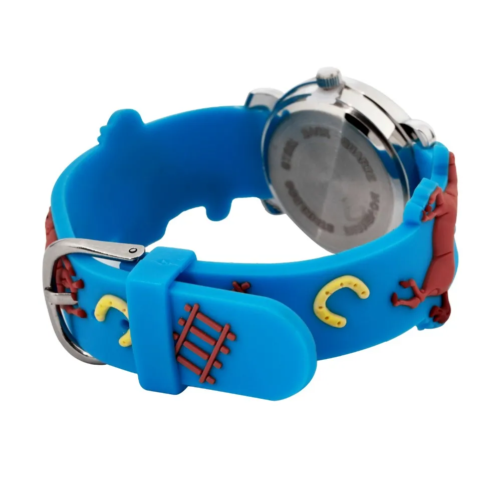 Кварцевые часы Детский мультфильм 3D брендовая одежда с рисунком в виде лошадки часы с резиновым ремнем Водонепроницаемый устойчивы наручные часы