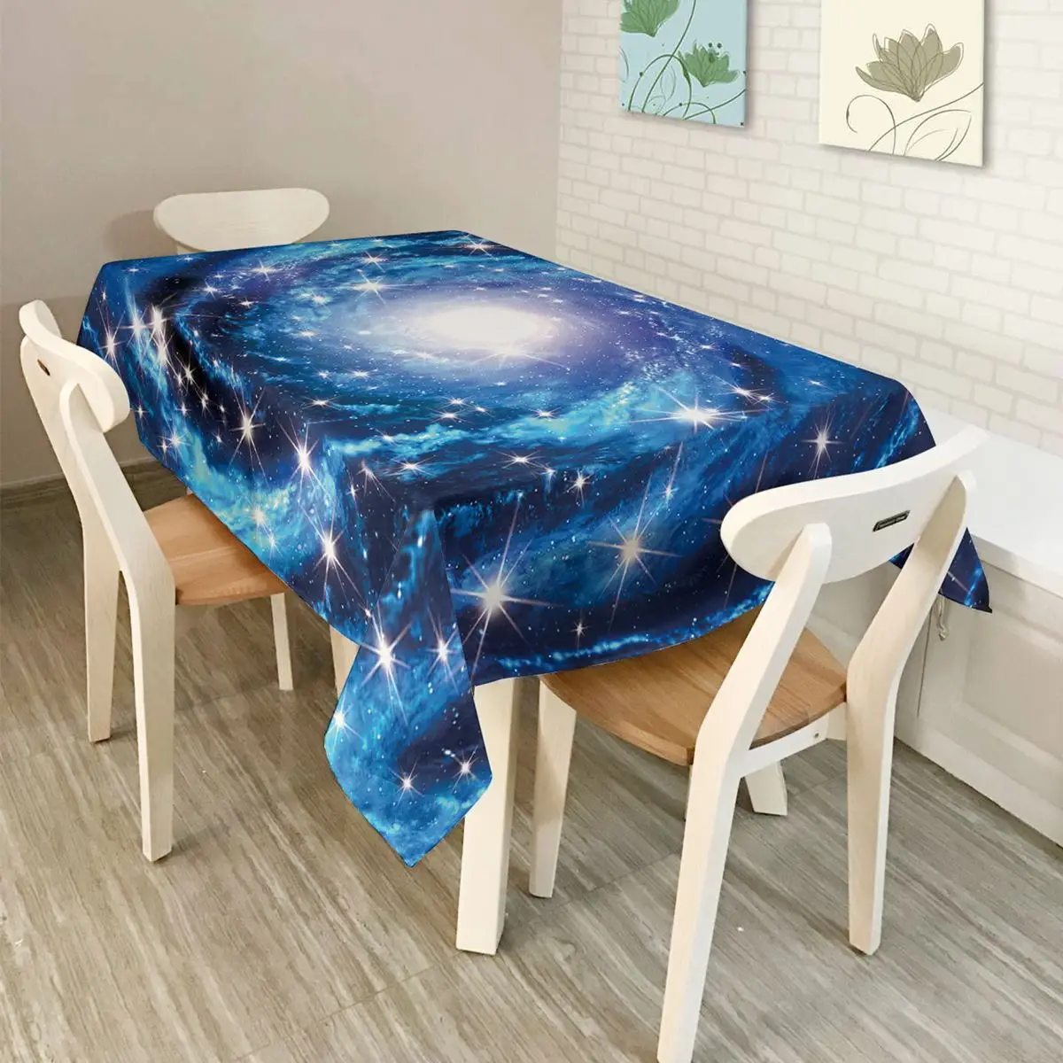 Waterproof Oilproof Square Cover Lilac Bouquet Vinyl Tablecloth Party Table Cloth Starry Sky Digital Cover For Kitchen Table
