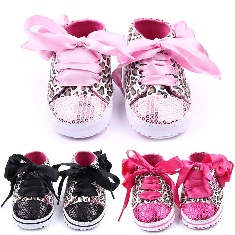 Toddler Baby Girls Shoes Floral Leopard Sequin Infant Soft Sole First
