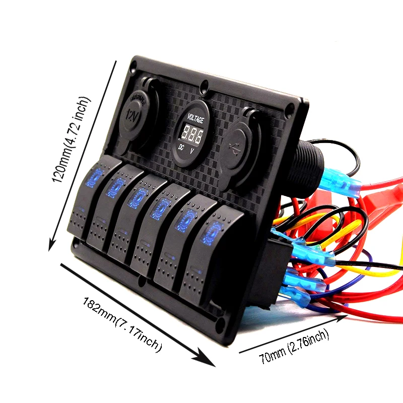 6 Gang Лодка кулисный переключатель Панель светодио дный переключатель USB Морской Переключатель Панель двойной USB гнездо прикуривателя