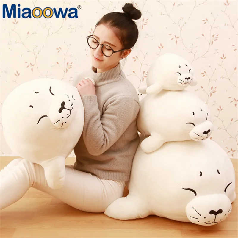 Miaoowa 1pc 80/100cm Big Lovely Soft Seal Plush Toy Elastic Marine Animal Plush Stuffed Pillow Creative Kids Birthday Gift Doll