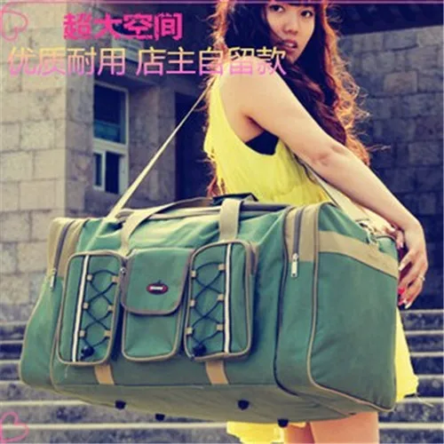 Для женщин Дорожные сумки большой Ёмкость девушка Чемодан путешествовать Сумки На Плечо Нейлон Сумочка складная сумка для поездки Z243 - Цвет: Army green