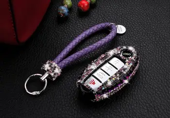

Gift Luxury Diamond Bling Key Case Holder Ring For Nissan Juke Tiida X-Trail March Maxima Altima Juke For Infirniti EX QX60 QX50