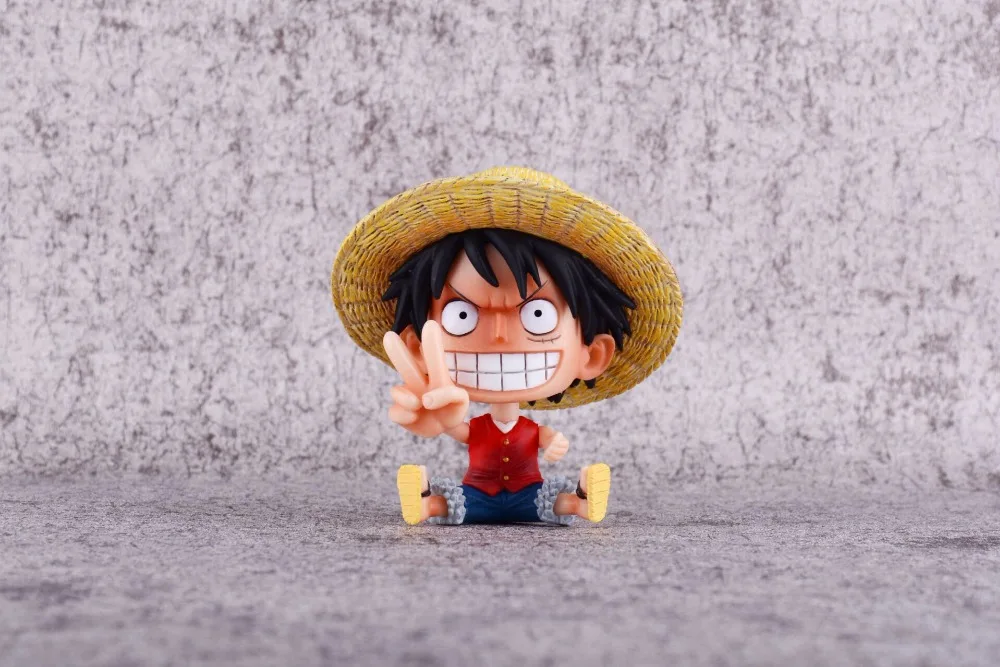 

Anime 9CM One Piece Childhood Monkey D Luffy Confident Luffy PVC Statue Figure Collectible Model Toys Gift