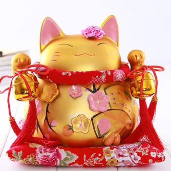 

A Gold color gems m lucky cat Japanese large genuine blessing shop opened in Japan piggy business butterfly ornaments ceramic