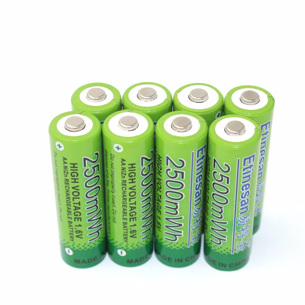 8pcs Etinesan High Capacity 2500mwh Aa Battery 1.6v Ninz Rechargeable