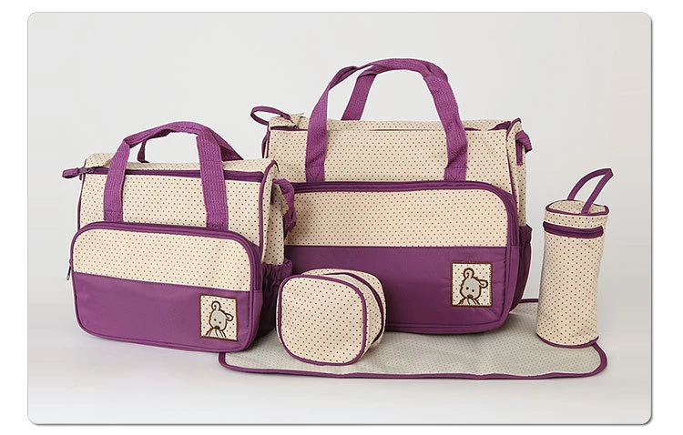 Multifunctional Diaper Bag Fashion Mummy Maternity Nappy Bag Large Capacity Travel Mother Backpack Waterproof For Baby Care 5Pcs (7)