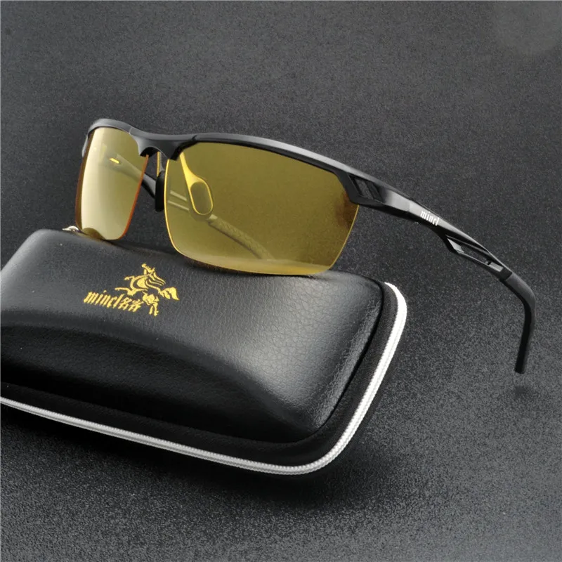 

2019 New Yellow Lense Night Vision Driving Glasses Men Polarized light Driving Half frame Sunglasses Polaroid Goggles FML