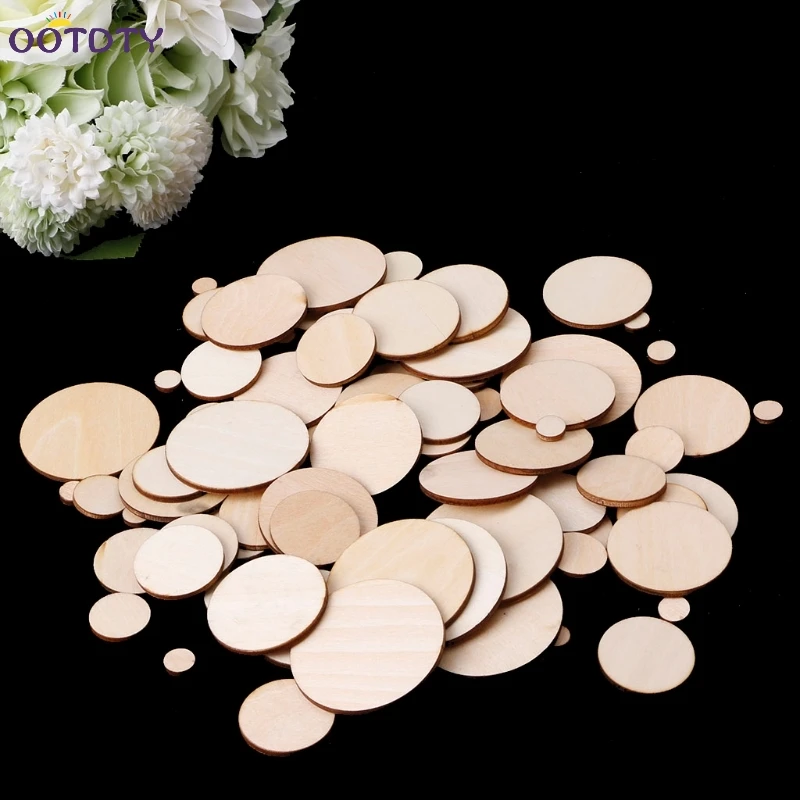 Scrapbooking Mini 100Pcs Circles Round Making Craft Decor Card 10-50mm Ring Wooden Mixed | Дом и сад