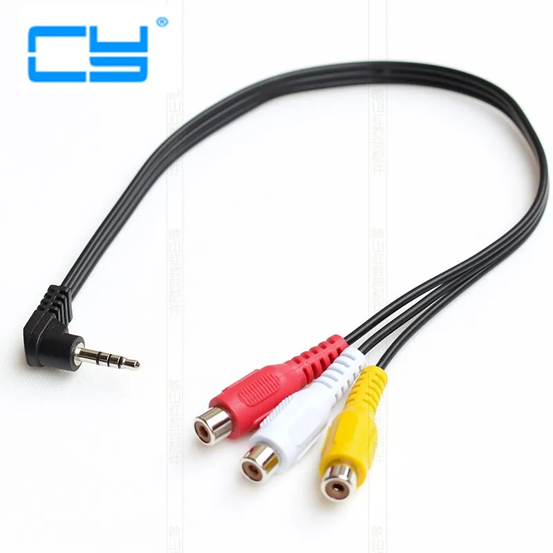 Качественный Кабель адаптер 1/8 &quot3 5 мм 4P mini AV TRRS угловой штекер на 3 RCA гнездо аудио