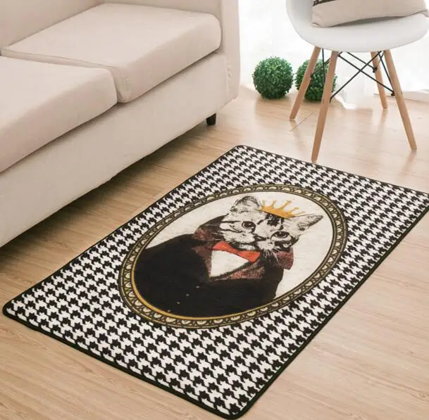 

NEW Creative Houndstooth Patternt with cat Living Room carpet Rug Soft Polyester Beautiful for Kitchen Mat/Bath Mat kids carpet