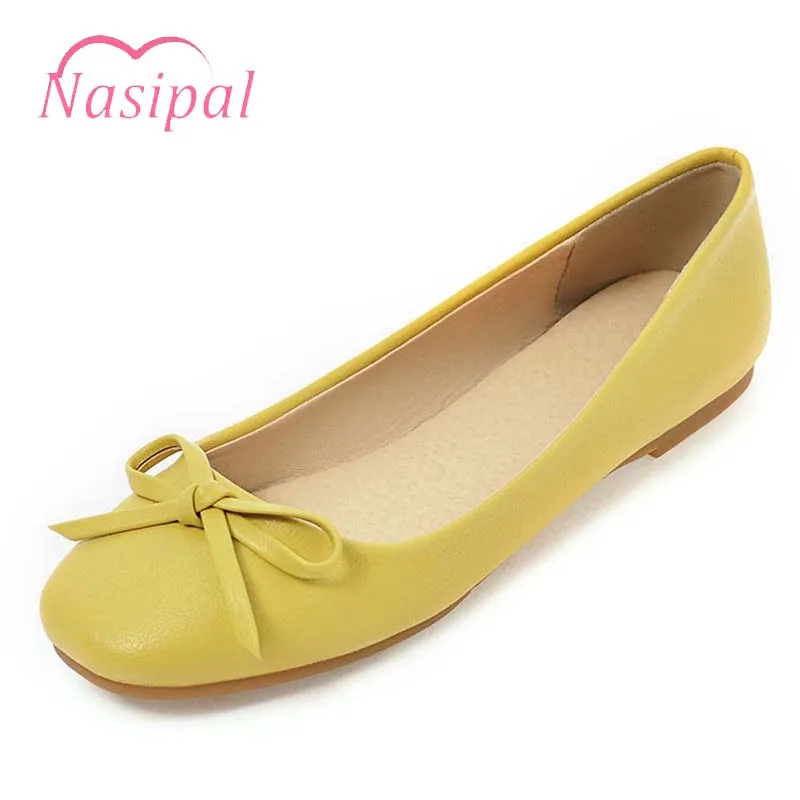 Pu 34 Confortable En Bout Chaussures Cuir Cravate Taille Femme jaune Carré Plat Plates 43 Nasipal rose Noir Arc Slip C738 Conduite Talons blanc On Casual UqPvxv6d