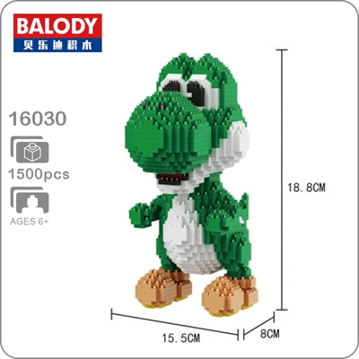 Balody Naruto Ninja Alrale Doraemon Super Mario Sonic Wario Yoshi Luigi Animal Mini Building DIY Алмазные маленькие блоки игрушка без коробки - Цвет: Yoshi