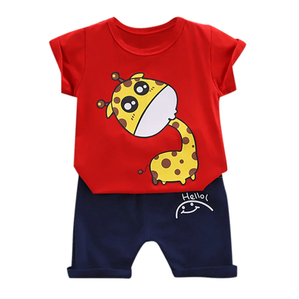 

Summer New Fashion Toddler Kids Baby Boys Girl Cartoon Outfits T shirt Tops Shorts Clothes Set Wholesale Free Ship Z4