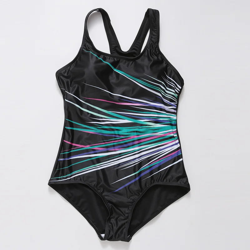 Riseado 2018 One Piece Swimsuit Sport Swimming Suit for Women Print Swimwear Racer Back Bathing Suits Plus Size XXXXL