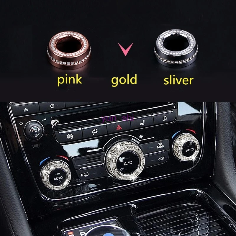 3 pcs 3 Colors opinions Car Air Conditioning Volume Knob Decoration Sticker Car-styling For Jaguar XJ XJL accessories upgrade