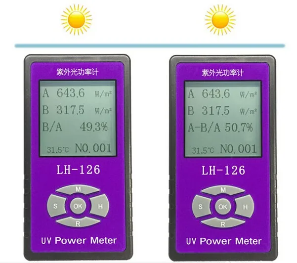 LH-126 измеритель мощности УФ-излучения детектор барьер тестер скорости солнечных пленок УФ-тест пропускания света, китайский и английский интерфейс вариант