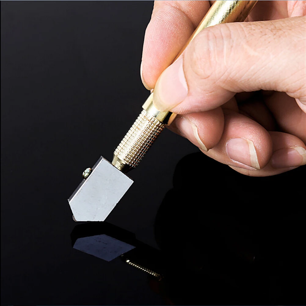 1PCS Diamond Antislip Metal Handle Steel Blade Oil Filled Glass Cutter Cutting Tool