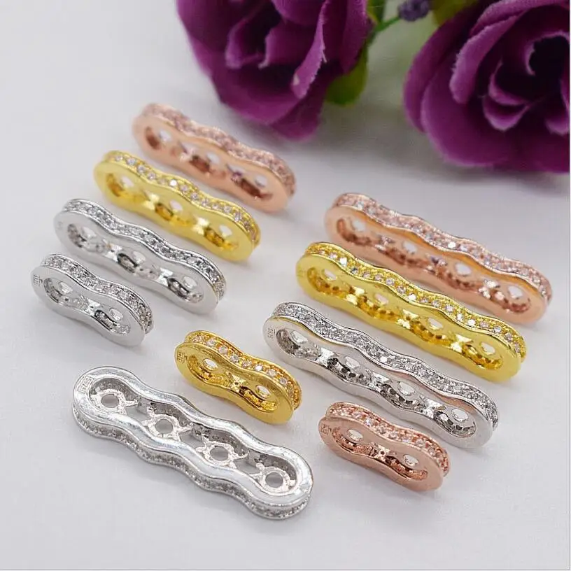 

2pcs 2/3/4 Hole Rhinestone Crystal Spacer Beads Metal Gold Silver Color Loose Beads for Bracelet Necklace DIY Jewelry Making