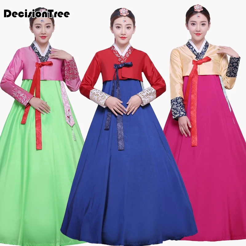 

2019 summer woman elegant korean traditional costume minority dance performance clothing female hanbok court pincess dress
