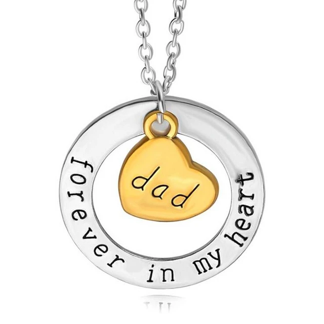 Trendy Dad Heart Forever In My Heart Charm Pendant Chain Necklace