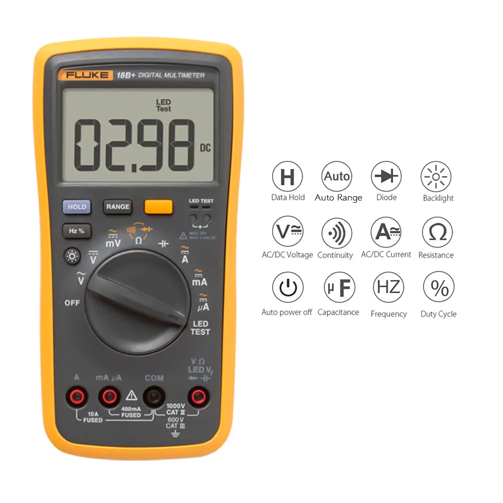

FLUKE Digital Multimeter Capacitor Tester Mini Multimeter Professional Current Voltage Meter Continuity Test Voltmeter Ammeter