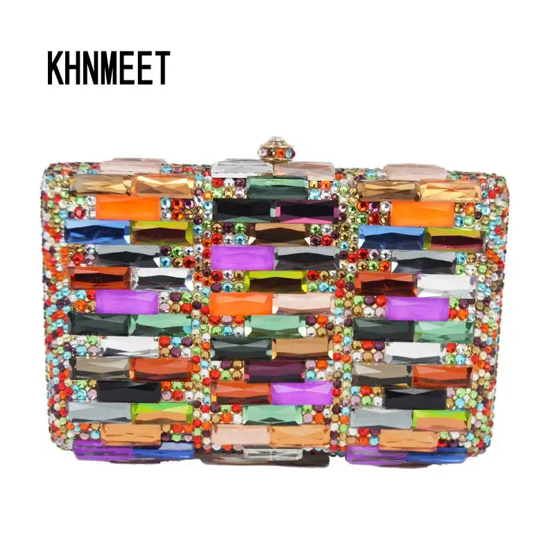 Designer Multicolor Clutch Bag Luxury Crystal Women Bling bags Wedding Party Handbag Ladies ...