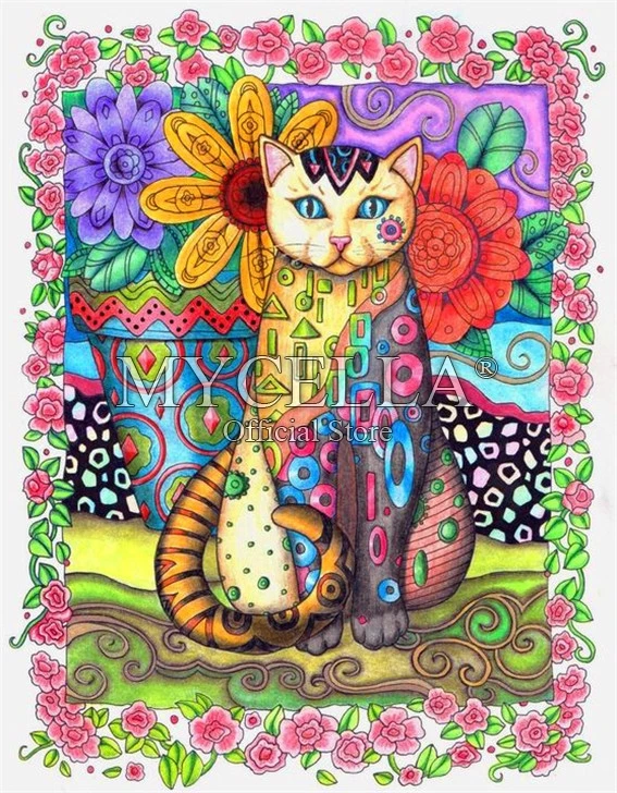 Cat DIY Diamond Painting Cross Stitch 5D Flowers Embroidery Full Mosaic Square Drill Icon Diamond Embroidery Animal Home Decor - Цвет: X