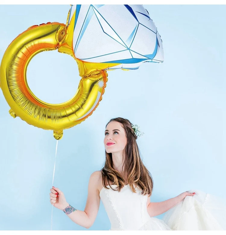FUDANL Золотое кольцо с бриллиантом Фольга шар из розового золота надписью &quotBride to