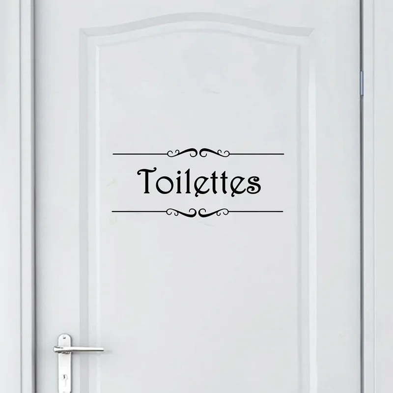 black Toilettes Porte Salle de bain et туалеты стены Стикеры французские двери туалета, ванной Стикеры настенные наклейки виниловые на стены Стикеры домашний декор - Цвет: black Toilettes