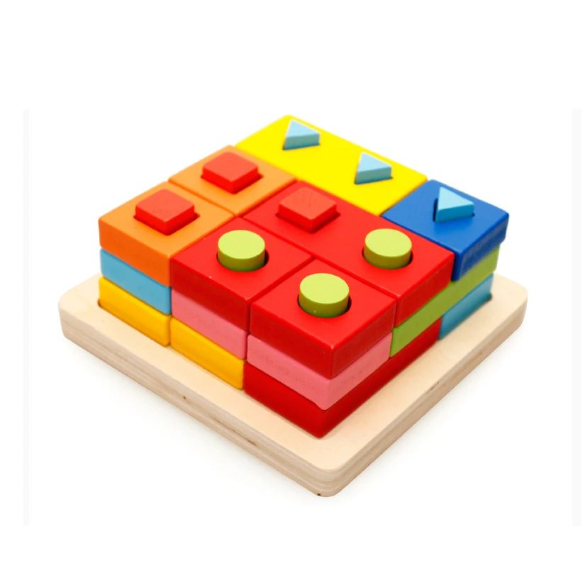 ФОТО Chanycore Baby Learning Educational Wooden Toys Geometric Shape Blocks Column Board Sorting Matching mwz Montessori Gifts 4089