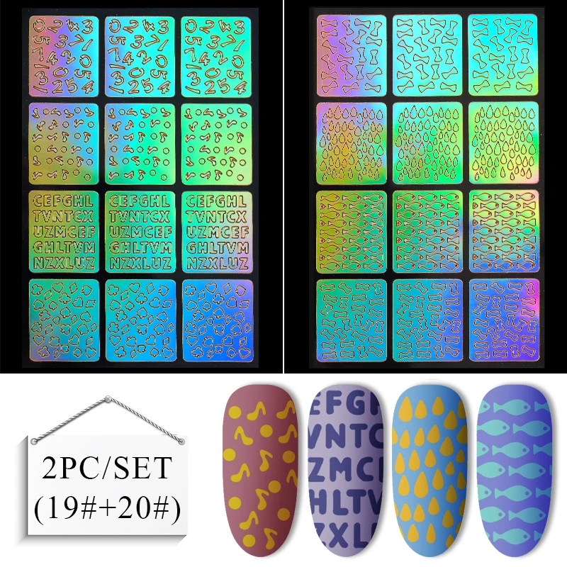 Встречаются по всей 24 Тип полые лазером для ногтей с нерегулярной сетке трафарет многоразовый для маникюра наклейки штамповка шаблон дизайн ногтей инструменты - Цвет: W988