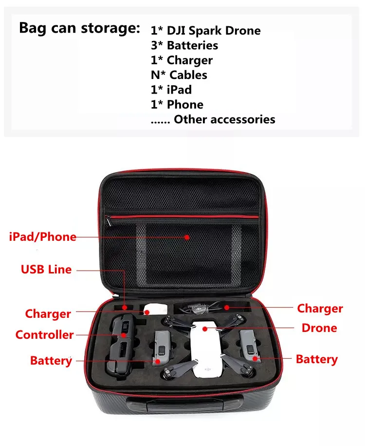 Для DJI Spark Drone сумка из искусственной кожи водонепроницаемая для хранения чехол