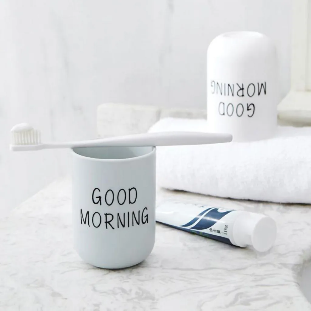 

Bathroom Toothbrush Circular Cup Simple Plain Couple Tooth Cup Good Morning water pump for bottle water dispenser