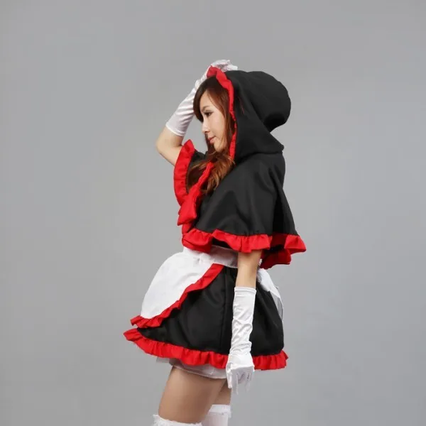 Шанхай история женщины девушка аниме горничной Хэллоуин Косплей костюмы черный и красный горничной плащ костюм горничной