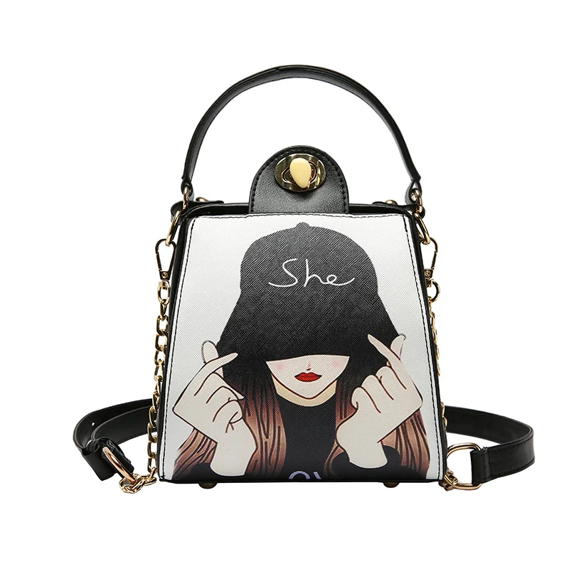 

2019 new Summer Fashion Women avatar scenery package Leather Handbags PU Shoulder Bag Small Crossbody Bags Lock Messenger Bags