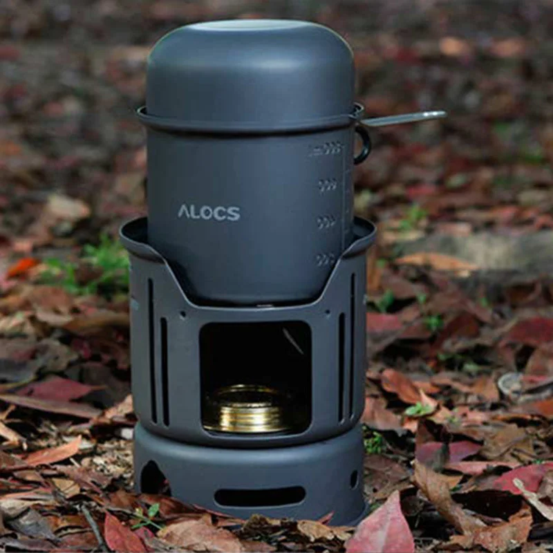 Nueva venta ALOCS CW-C01 7 piezas de Camping al aire libre juego de cocina estufa portátil Camping utensilios de cocina ollas de cocina estufa de Picnic barbacoa trave