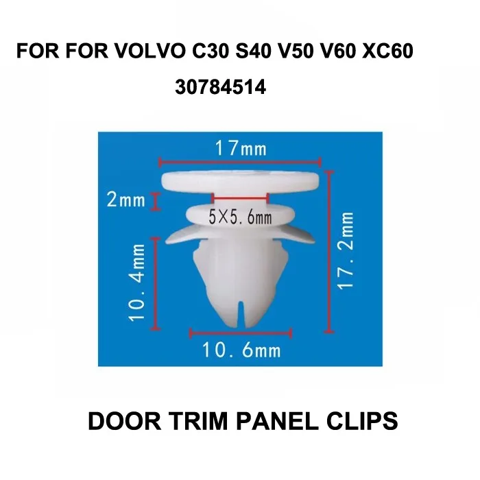 

30784514 10pcs For Volvo C30 S40 V50 V60 XC60 Lower Molding Trim Clips PACK Panel Bumper Fascias Fastener Rivet Retainer Clips