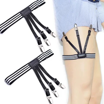 

1 Pair Adjustable Men's Shirt Stays Holder Fashion Elastic Leg Suspenders Shirts Braces Uniform Strap Shirt Garters Accessories