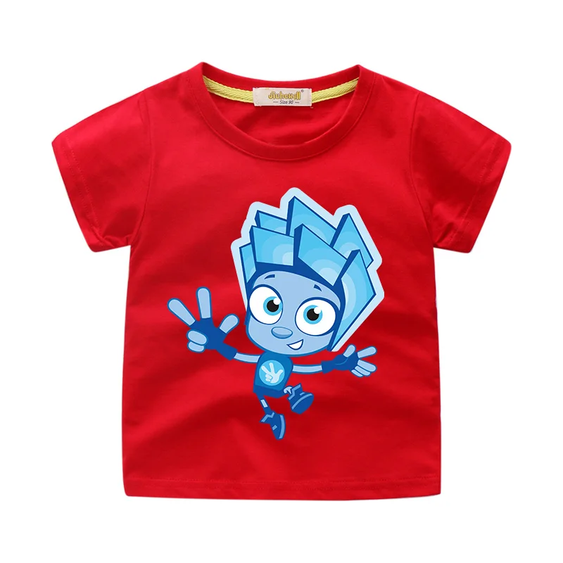 Детские футболки с персонажами мультфильма «Мастера Фиксики», топы, костюм для мальчиков, летняя одежда Повседневная футболка с принтом для девочек детская футболка, WJ131 - Цвет: Red Tshirt