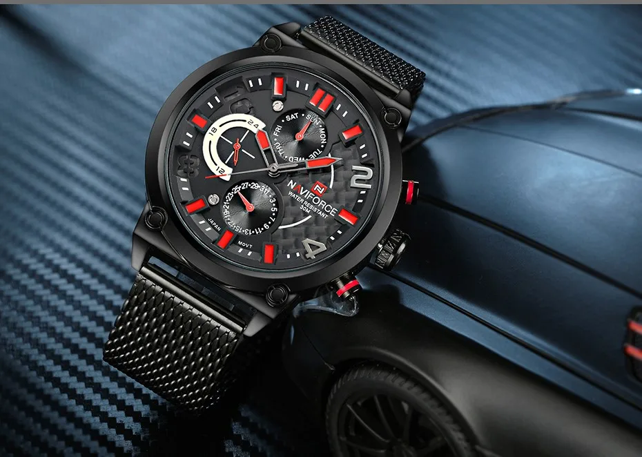 2019 NAVIFORCE Luxury Brand Men's Analog Quartz 24 Hour Date Watches Man 3ATM Waterproof Clock Men Sport Full Steel Wrist Watch