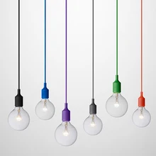 Colorful Pendant Lights E27 Silicone Lamp Holder Pendant Lamps 11 Colors DIY Home Decoration Lighting 100cm Cord+Ceiling Rose