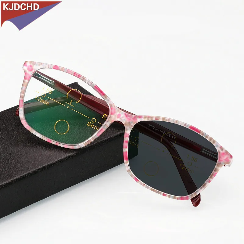 

Transizione Sole Fotocromatiche Occhiali Da Lettura Women Gatto occhiali da vista In Acetato Multi-Focal Progressive Occhiali
