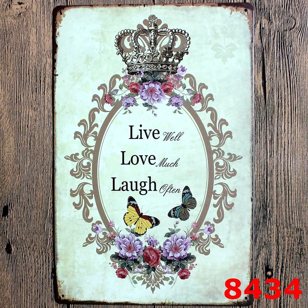 

LIVE LAUGH LOVE IN FLOWER Printing Metal Plaque PUB Wall Sticker Art Painting Tin Signs bedroom Wall Sticker 20X30CM
