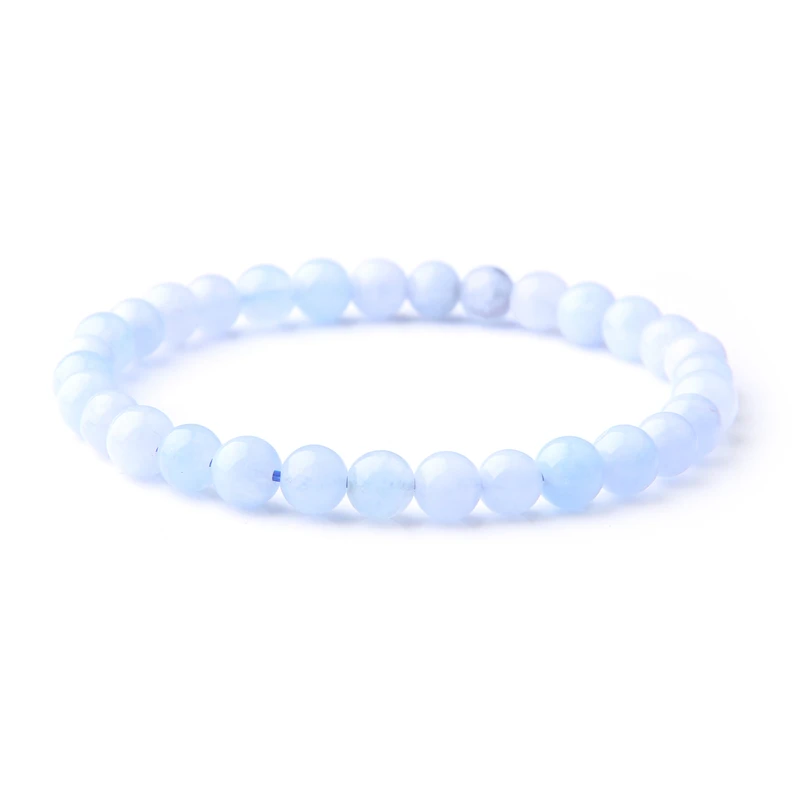 

6mm 8mm 10mm Natural Aquamarines Stretch Beaded Bracelets Fashion Light Blue Quartz Beads Bracelet Jewelry for Women Men