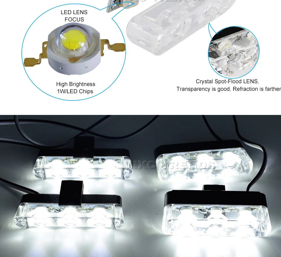 4X3 светодиодный s 10 мигающих режимов стробоскоп светодиодный свет для полиции 12 В автомобиль Грузовик аварийный мигалка день бег вспышка стробоскоп Предупреждение ющий светильник
